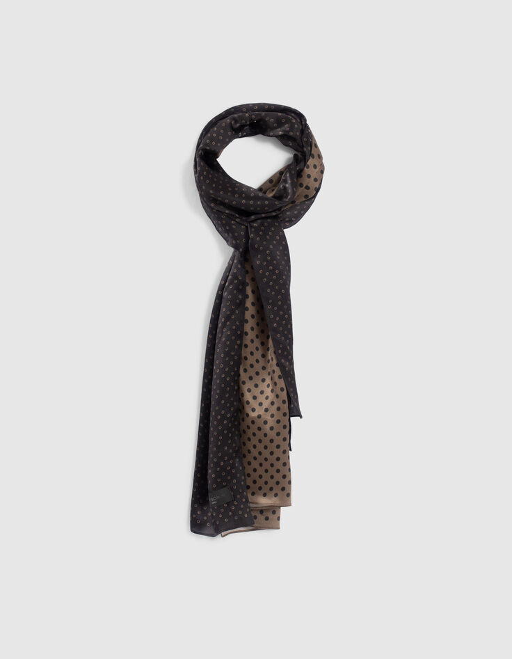 Men&rsquo;s black Pure Edition double polka dot silk scarf-3