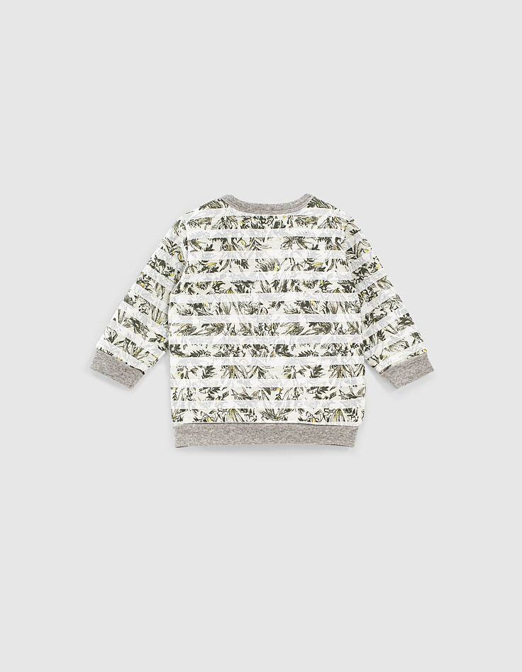 Sweat gris imprimé feuillage rayé blanc bébé garçon -3 Sweat gris imprimé feuillage rayé blanc bébé garçon -3