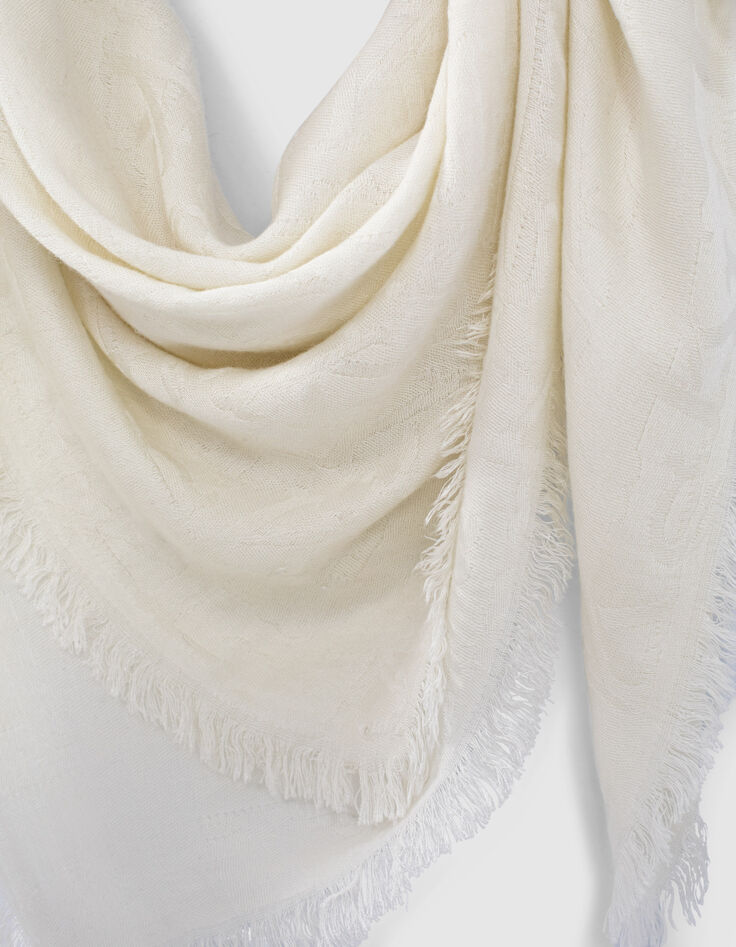 foulard jacquard monogramme  IKKS  blanc cass&eacute; femme -2
