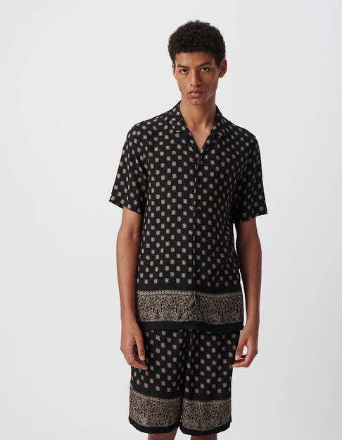 Camisa REGULAR negra diseños balineses hombre - IKKS