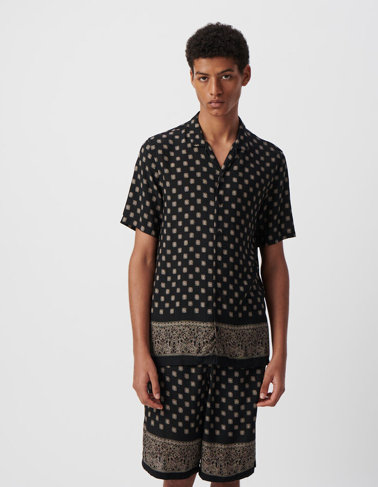 Zwart REGULAR overhemd print Balinese motieven Heren-1 Zwart REGULAR overhemd print Balinese motieven Heren-1