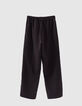 Pantalón negro ancho con pliegue y tiras laterales niña-3
