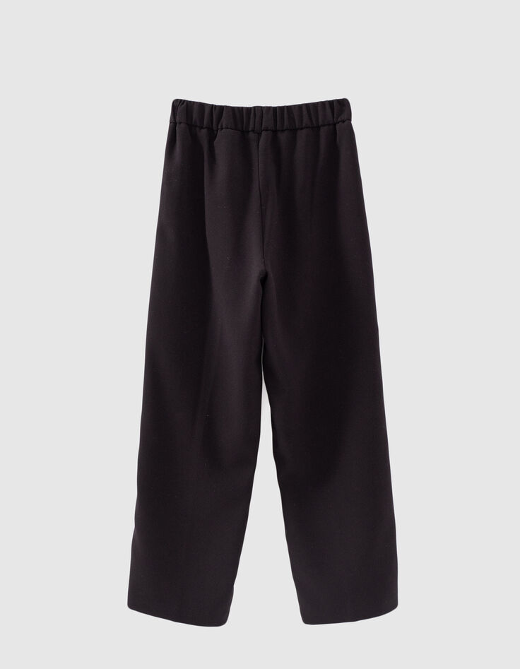 Pantalón negro ancho con pliegue y tiras laterales niña-3 Pantalón negro ancho con pliegue y tiras laterales niña-3