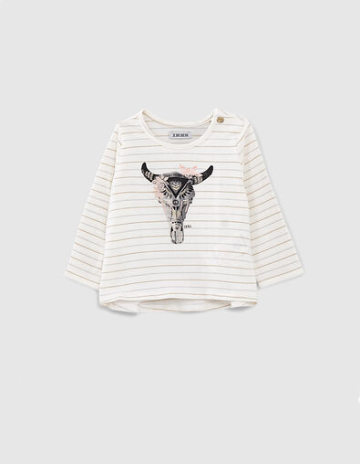 Baby girls’ off-white cow skull T-shirt - IKKS