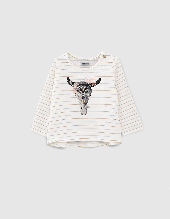 Baby girls’ off-white cow skull T-shirt - IKKS