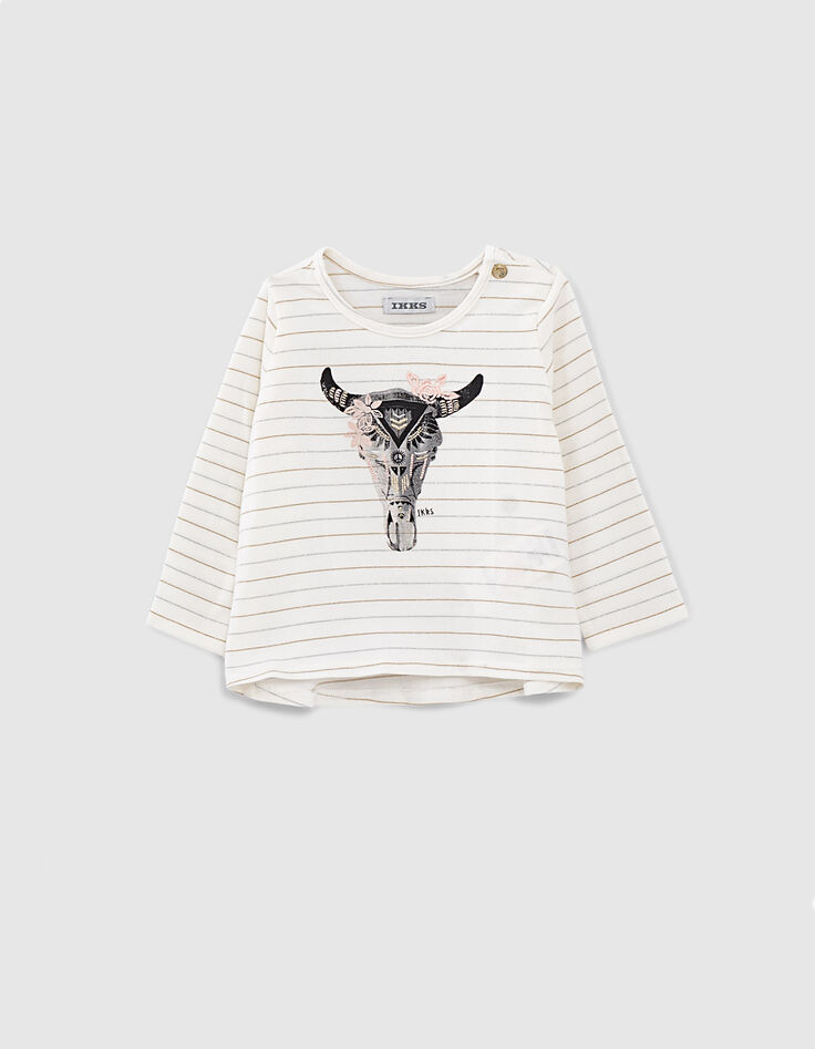 Baby girls’ off-white cow skull T-shirt-1 Baby girls’ off-white cow skull T-shirt-1