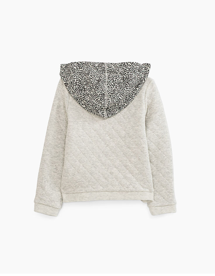 Sweat gris chiné moyen matelassé à capuche léopard fille-4