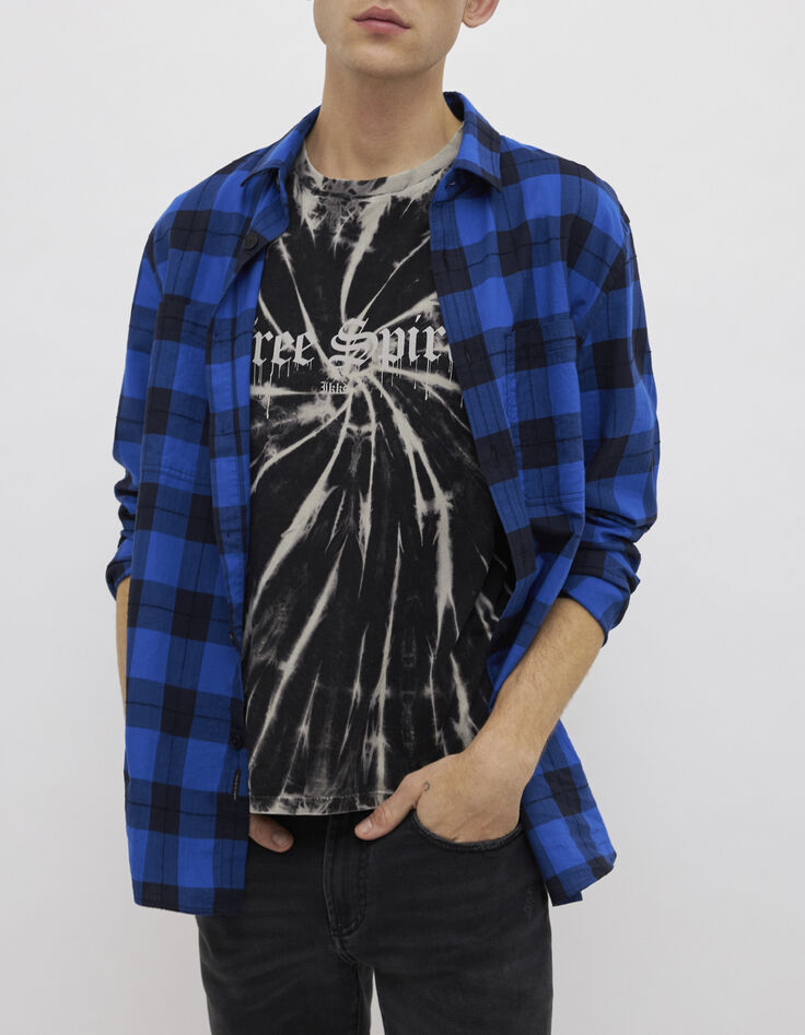 Camisa REGULAR azul eléctrico damero Hombre-2