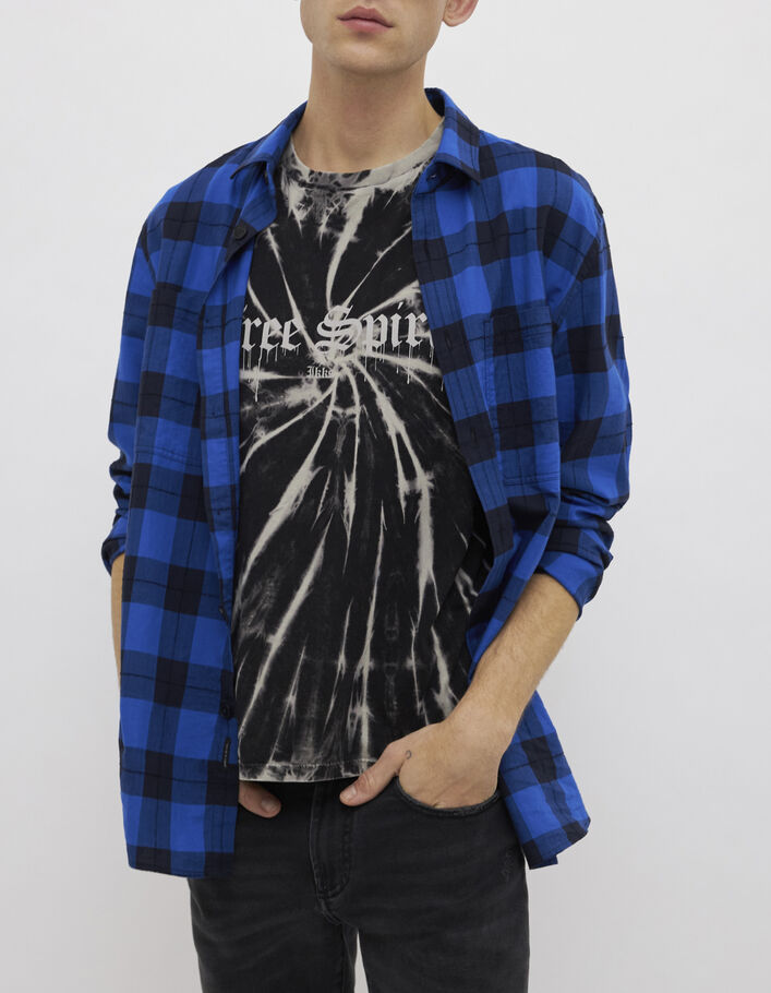 Men’s electric blue checkerboard REGULAR shirt-1