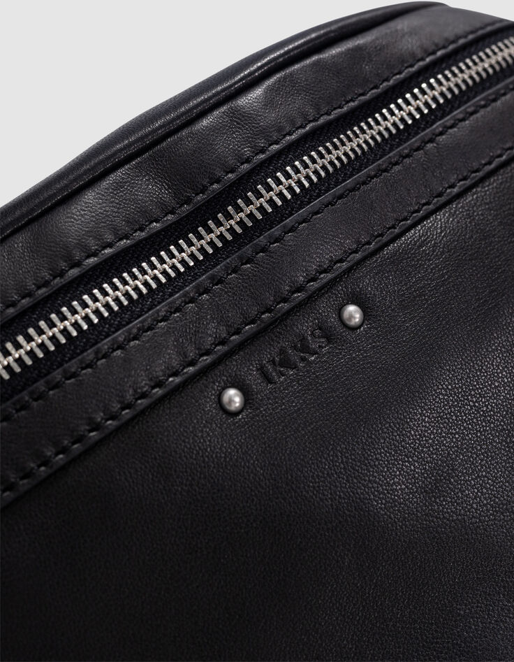 Sac banane 1440 noir cuir matelassé Femme-4