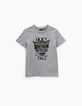 Tee-shirt gris chiné moyen visuel léopard garçon -3