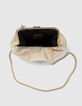 Goldfarbene Damenbeuteltasche aus Metallic-Leder-7
