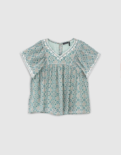 Top holgado aguamarina con estampado geom&eacute;trico ni&ntilde;a - IKKS