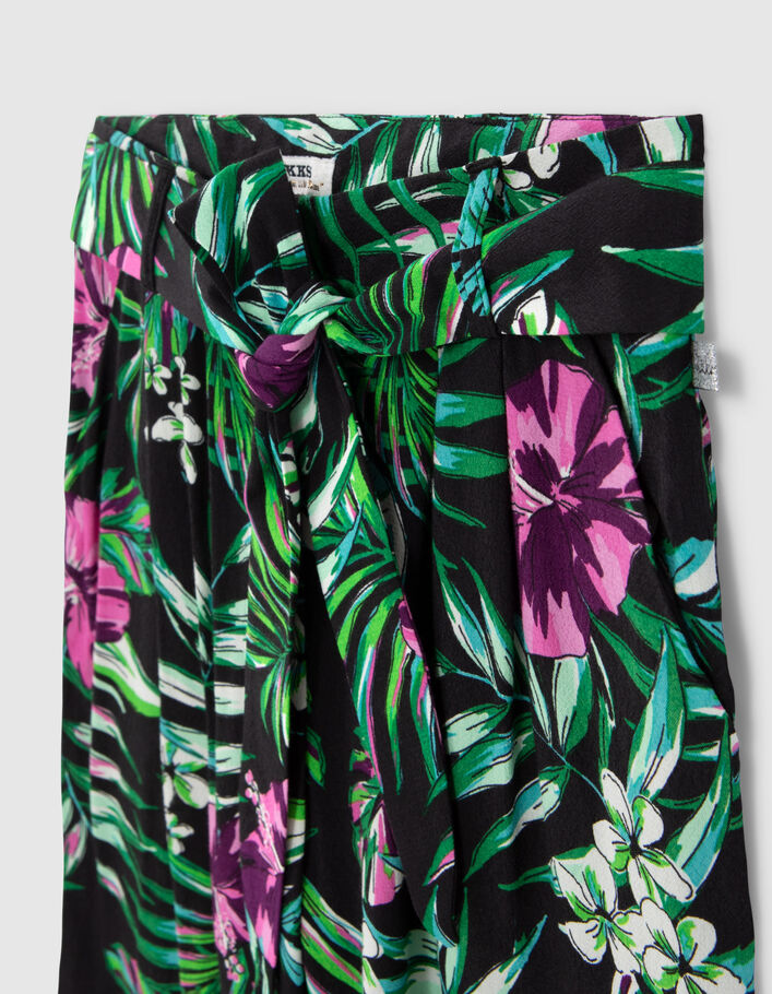 Schwarze Mädchenhose mit tropischem Print - IKKS