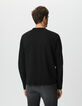 Camiseta manga larga negra algodón flameado hombre-3