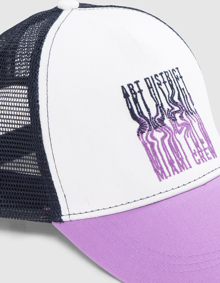 Gorra violeta, blanco, malla azul marino niño-4
