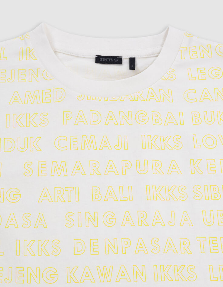 White T-shirt organic cotton deep dye message boy-5