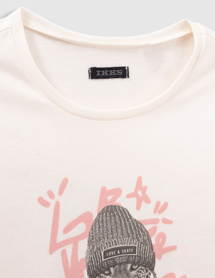 Camiseta crudo leopardo fondo tag lentejuelas niña-6