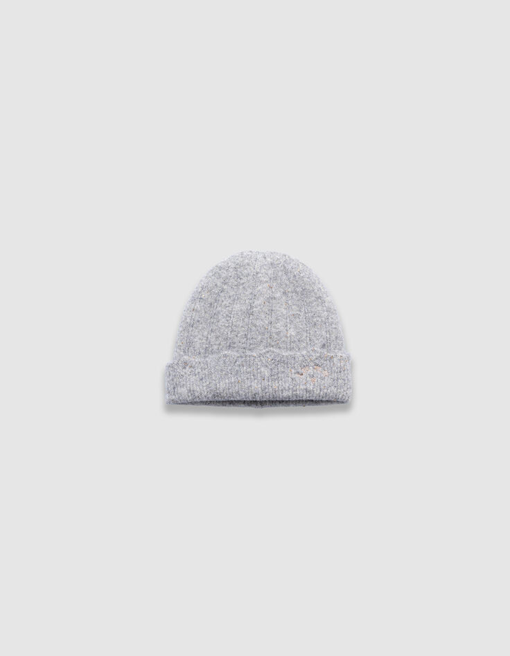 Girls’ grey marl lurex knit beanie and snood set-2