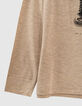 Tee-shirt beige moyen visuel boots et fleurs fille-4