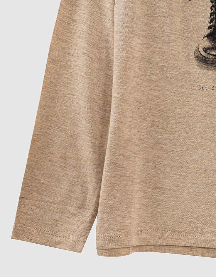 Tee-shirt beige moyen visuel boots et fleurs fille-4 Tee-shirt beige moyen visuel boots et fleurs fille-4