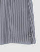 Robe argentée plissée manches tulle plumetis fille-5
