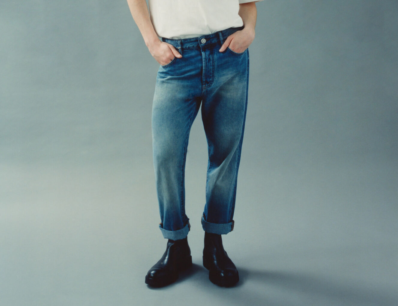 Unisex indigo WATERLESS denim REGULAR Gender Free jeans - IKKS-7
