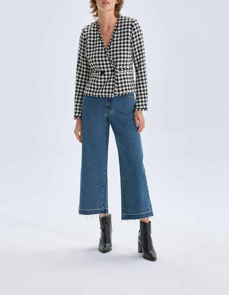 Women’s black houndstooth motif tweed-look jacket-2