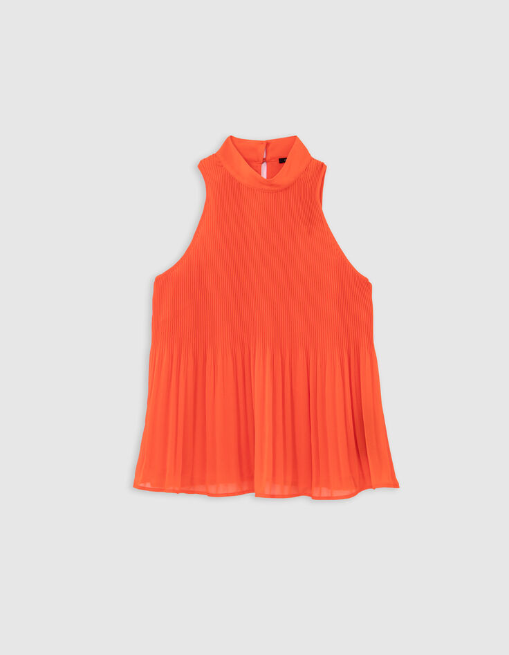 Women’s orange recycled pleated top with American armholes-6
