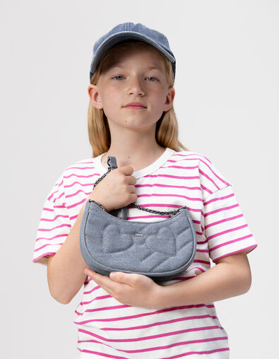Sac à main bleu pailleté matelassage cœurs fille - IKKS