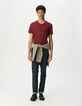 T-shirt encolure V bordeaux coton bio flammé Homme-5