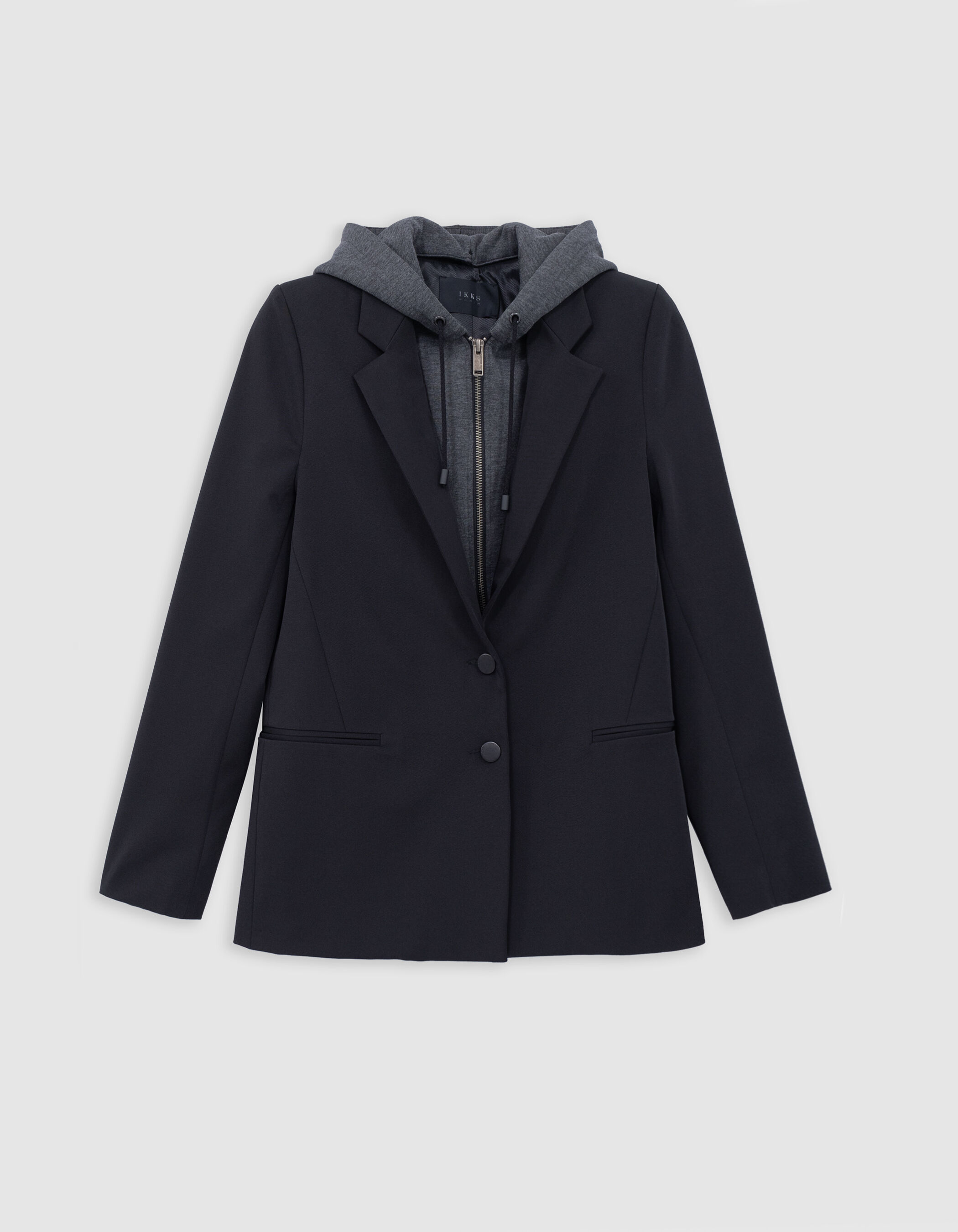 Veste noire parementure a capuche Femme IKKS