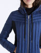 Marineblaue Damen-Steppjacke mit Kapuze und Mesh-4
