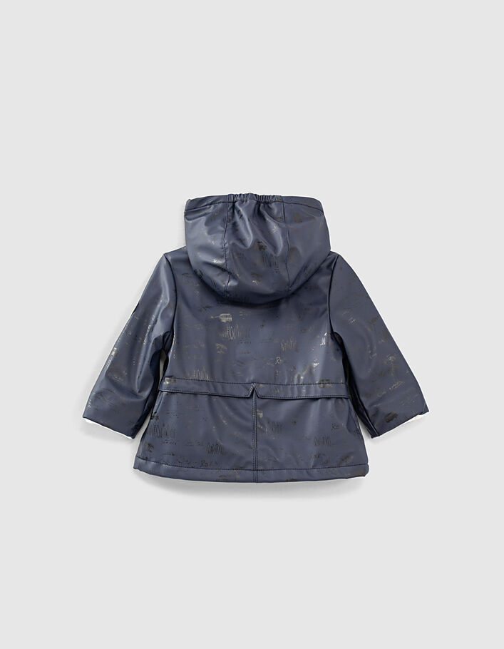 Baby girls’ navy recycled wax-look hooded trench coat - IKKS