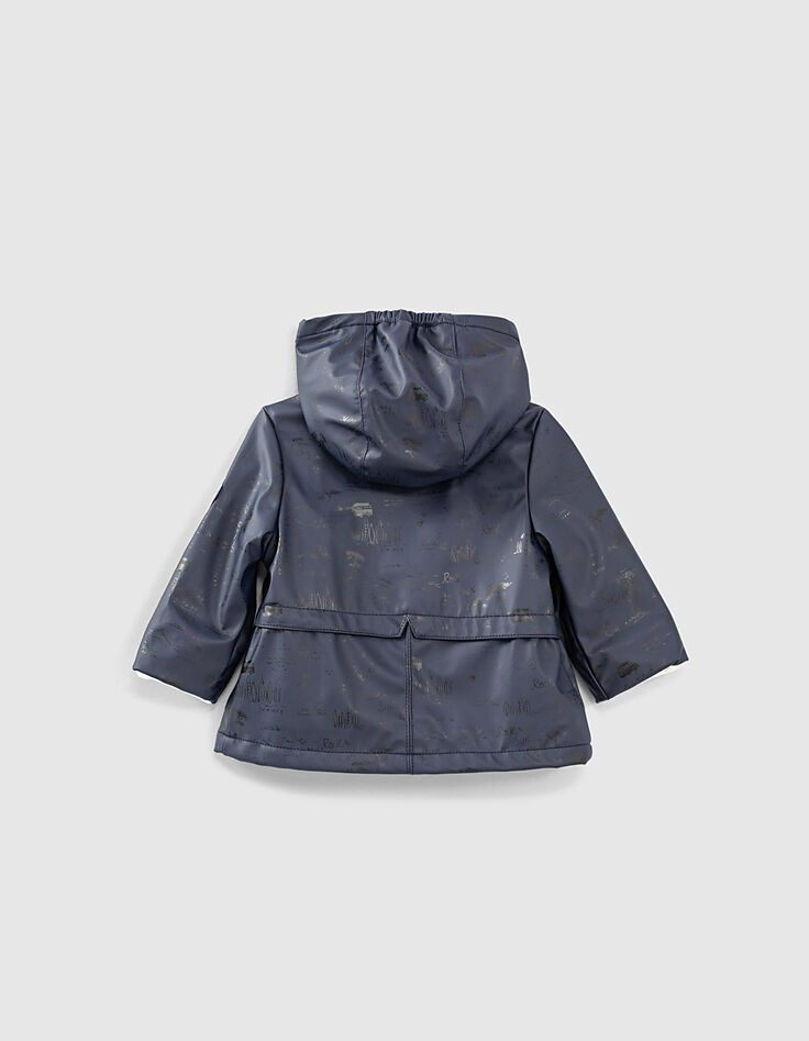 Trench navy esprit ciré recyclé à capuche bébé fille -4