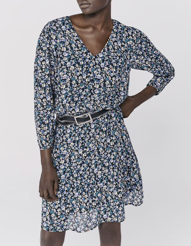 Kurzes Damenkleid aus Viscose mit Blumenprint-2