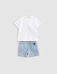 Set blaue Bermuda und weißes T-Shirt, Babyjungen-5