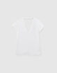 Gebroken witte top halskettingversiering rug Dames-6