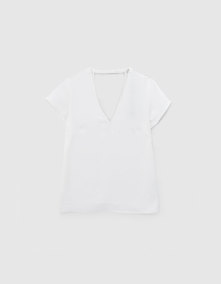 Gebroken witte top halskettingversiering rug Dames-6