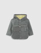Kaki parka twee materialen babyjongens-1