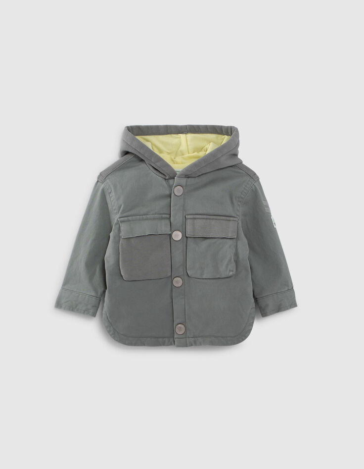 Kaki parka twee materialen babyjongens-1