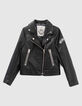 Girls’ black biker-style jacket, studded wings on back-1