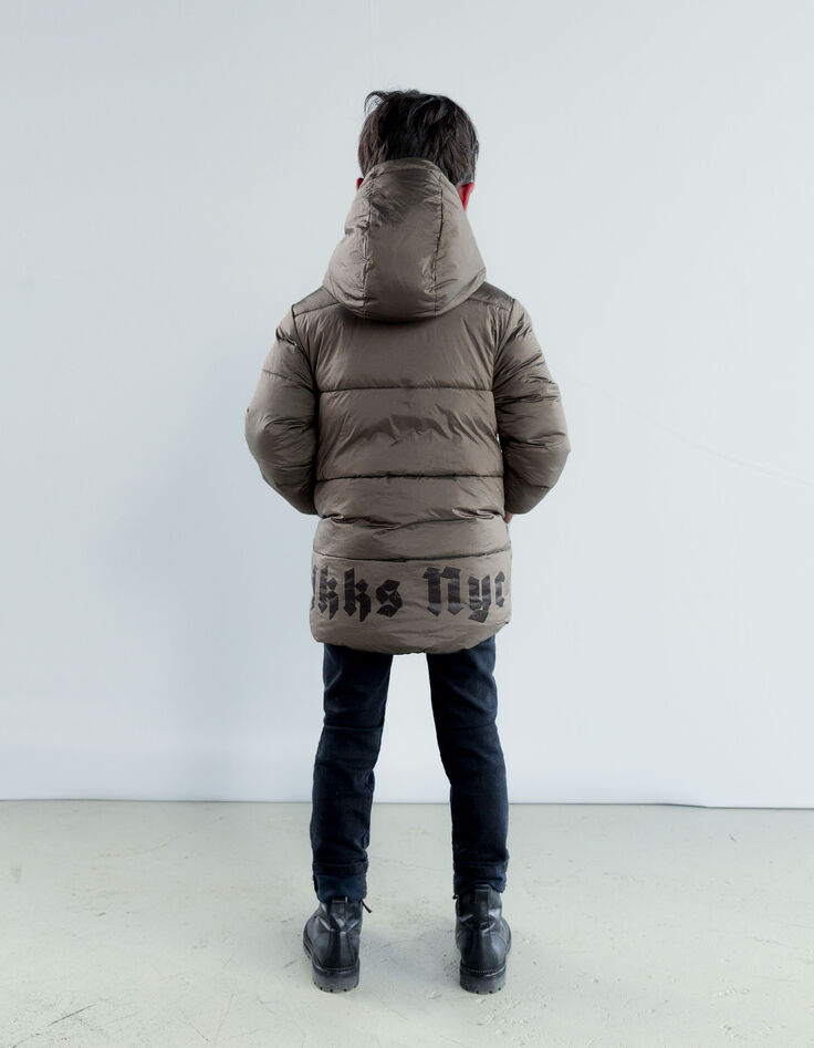 Boys’ black and mocha reversible long padded jacket-7