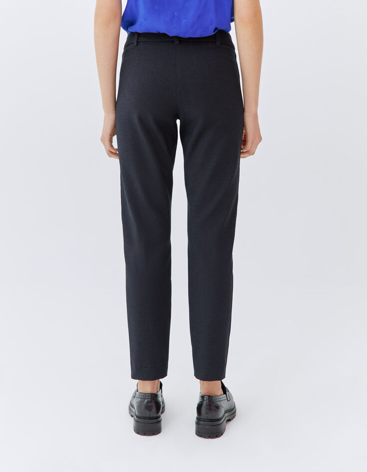 Women's navy slim 7/8 suit trousers with side bands-3