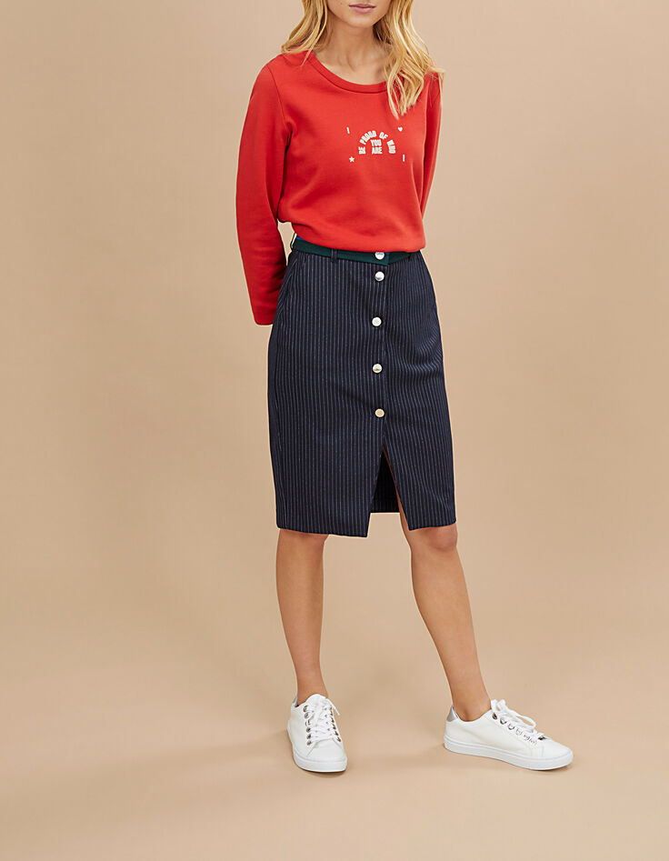 Jupe marine à rayures tennis et ceinture bord-côte I.Code-5