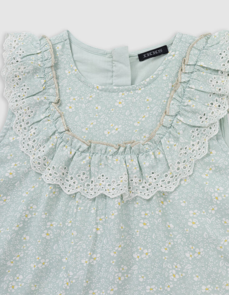 Blouse vert d'eau imprimé floral fille-4