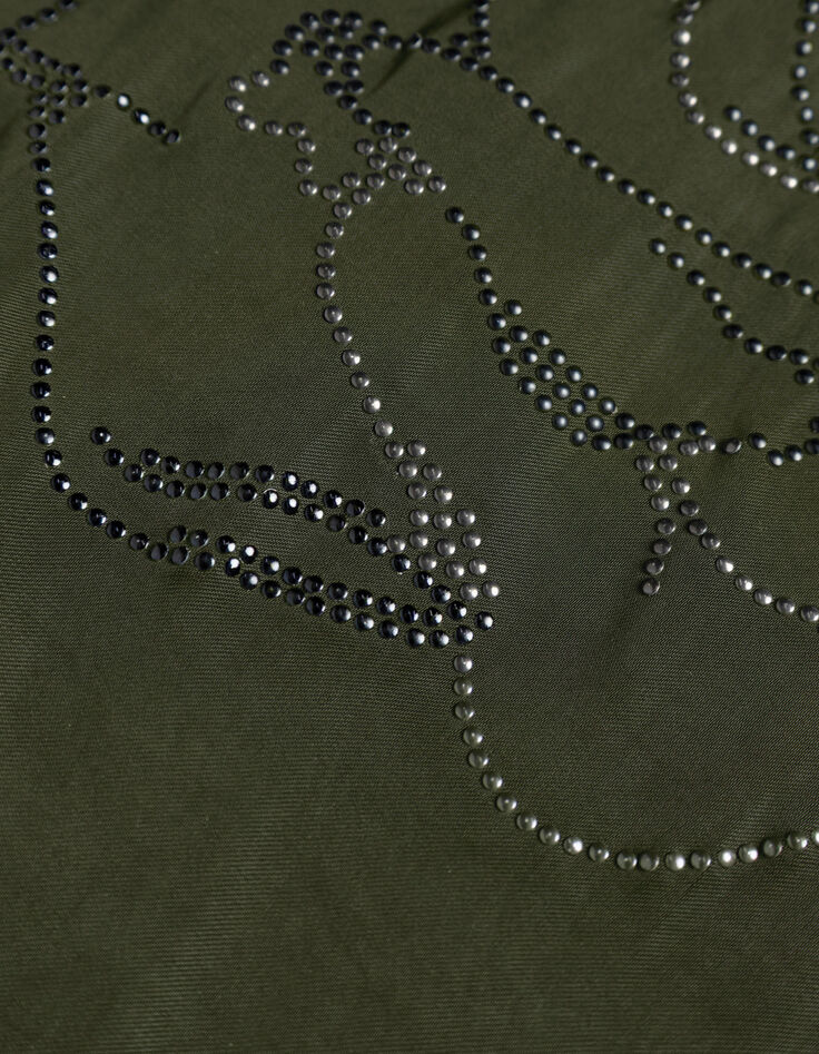 Chemise manches longues kaki fluide cropped Femme-7