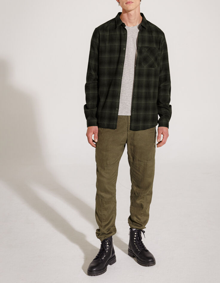 Camisa REGULAR caqui cuadros Hombre-6