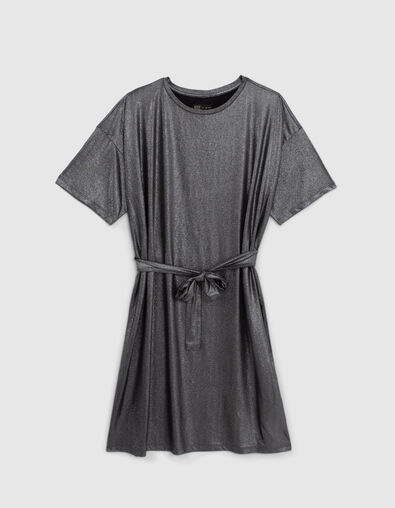 Vestido silver punto lamé cinturón niña - IKKS