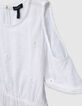 White jacquard feather duster dress with flowers for girl-7